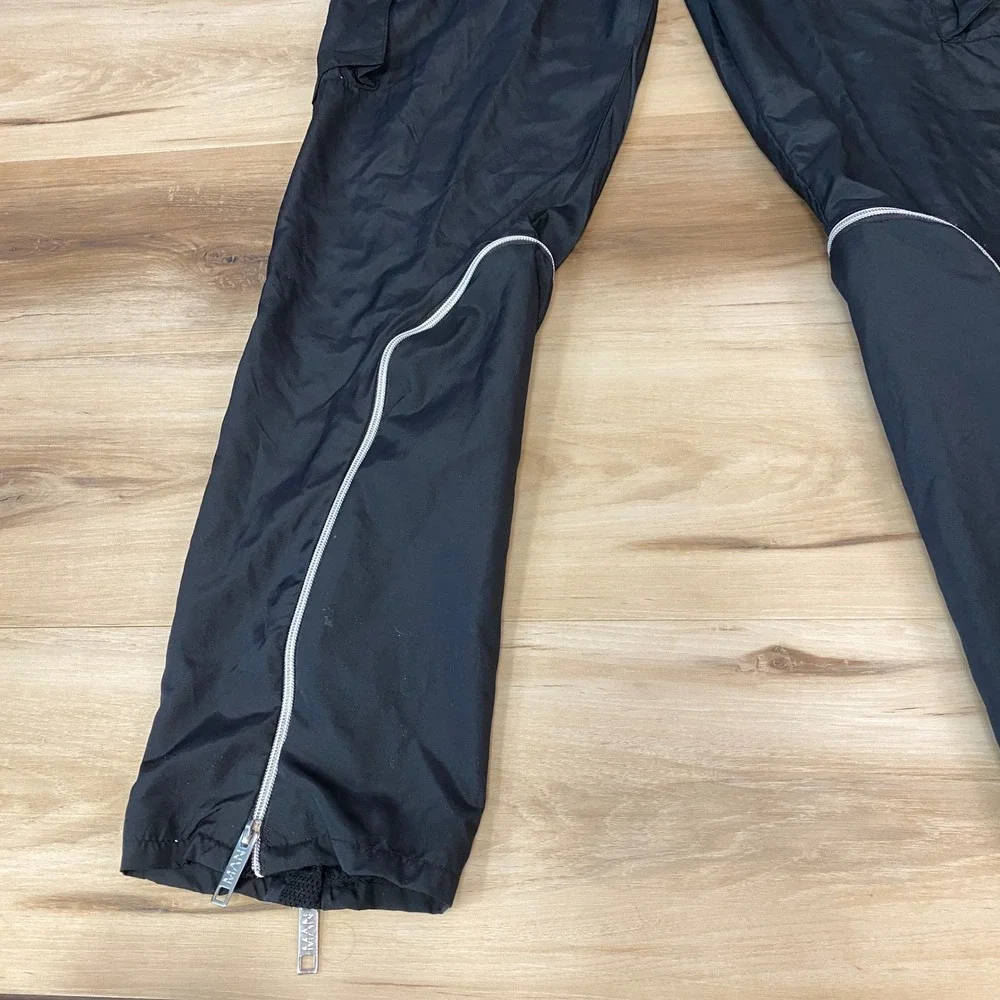 BoohooMAN Cargo Track Pants Mens M Tall Streetwear Polyester Straight Leg Black - Picture 7 of 11